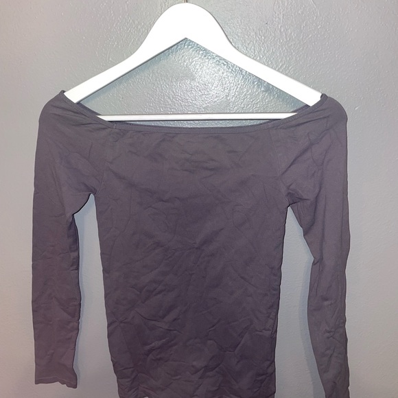 Free people Intimately xs small gray nylon spandex off shoulder top - Picture 3 of 3